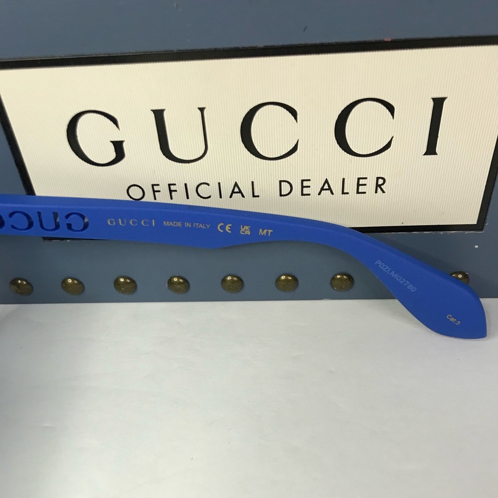 💯 Authentic - NEW Gucci GG1570S - 004 Blue Sunglasses - Picture 13 of 14